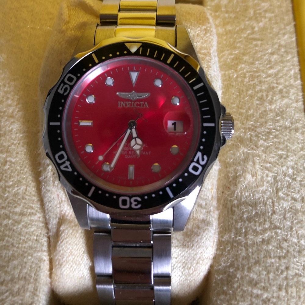 Invita Pro Driver Red Stainless Steel Watch